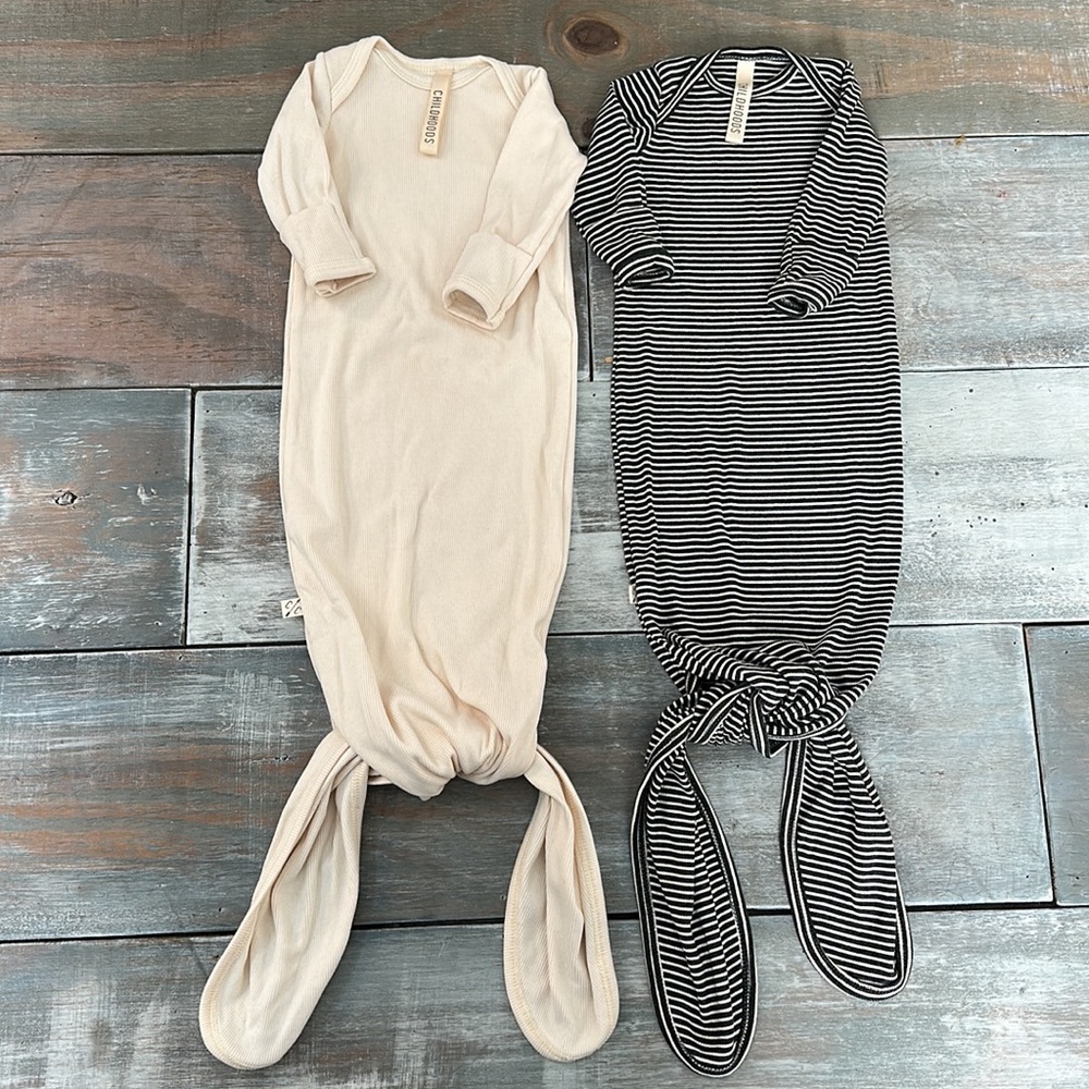 2 Childhoods Clothing ribbed knit knotted sleepers